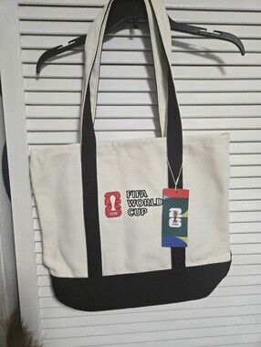 FIFA World Cup Canvas Tote Bag in Cream & Black. Men or Women.